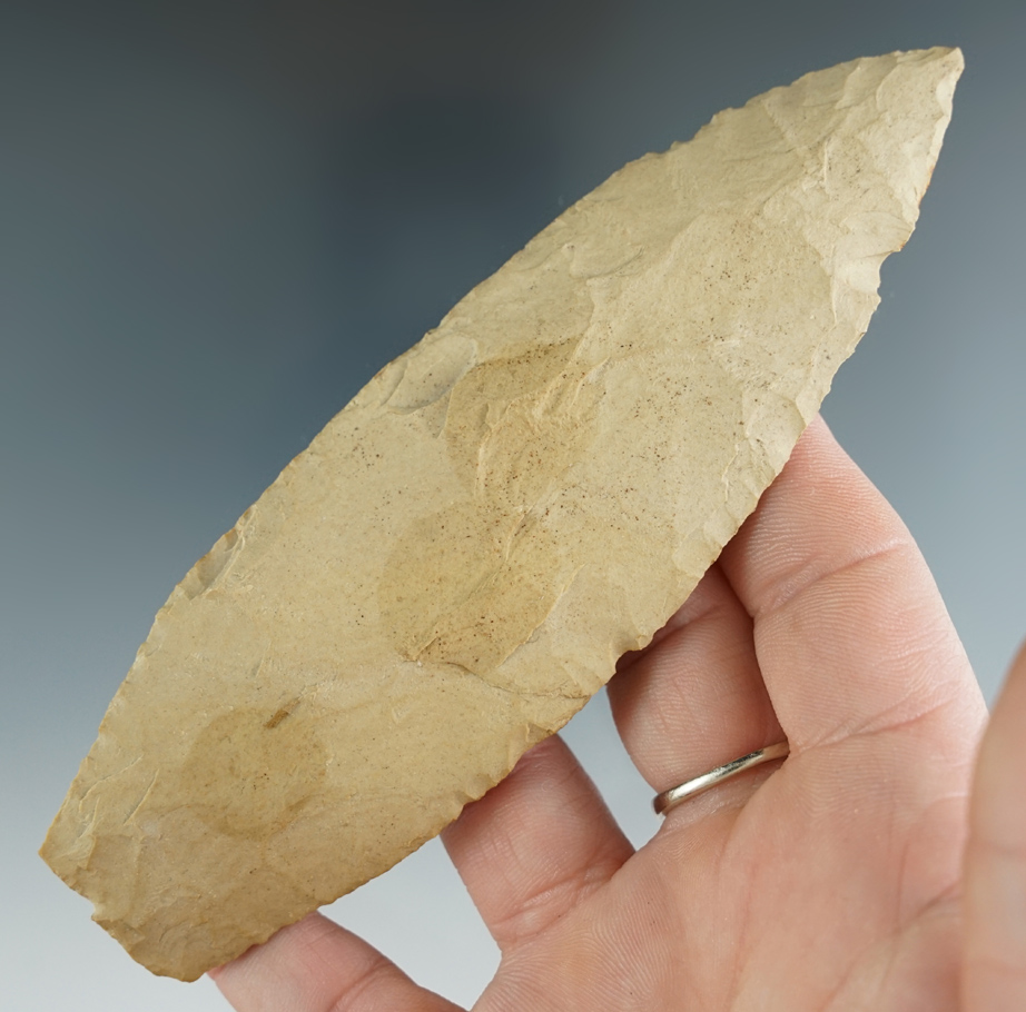 Large 5 3/16" Lanceolate Knife found in Kentucky. Ex. Marvin King collection.