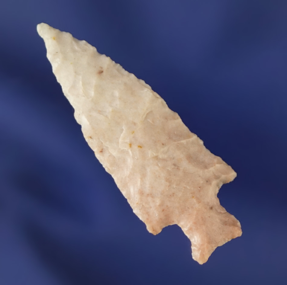 1 7/16" Columbia River arrowhead made from pink and white Flint that is nicely patinated.