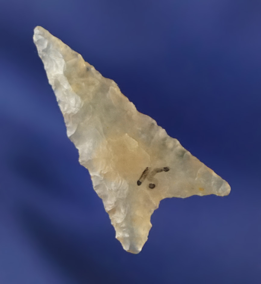 1 1/8" Triangular arrowhead found near the Columbia River - highly translucent patinated Agate.