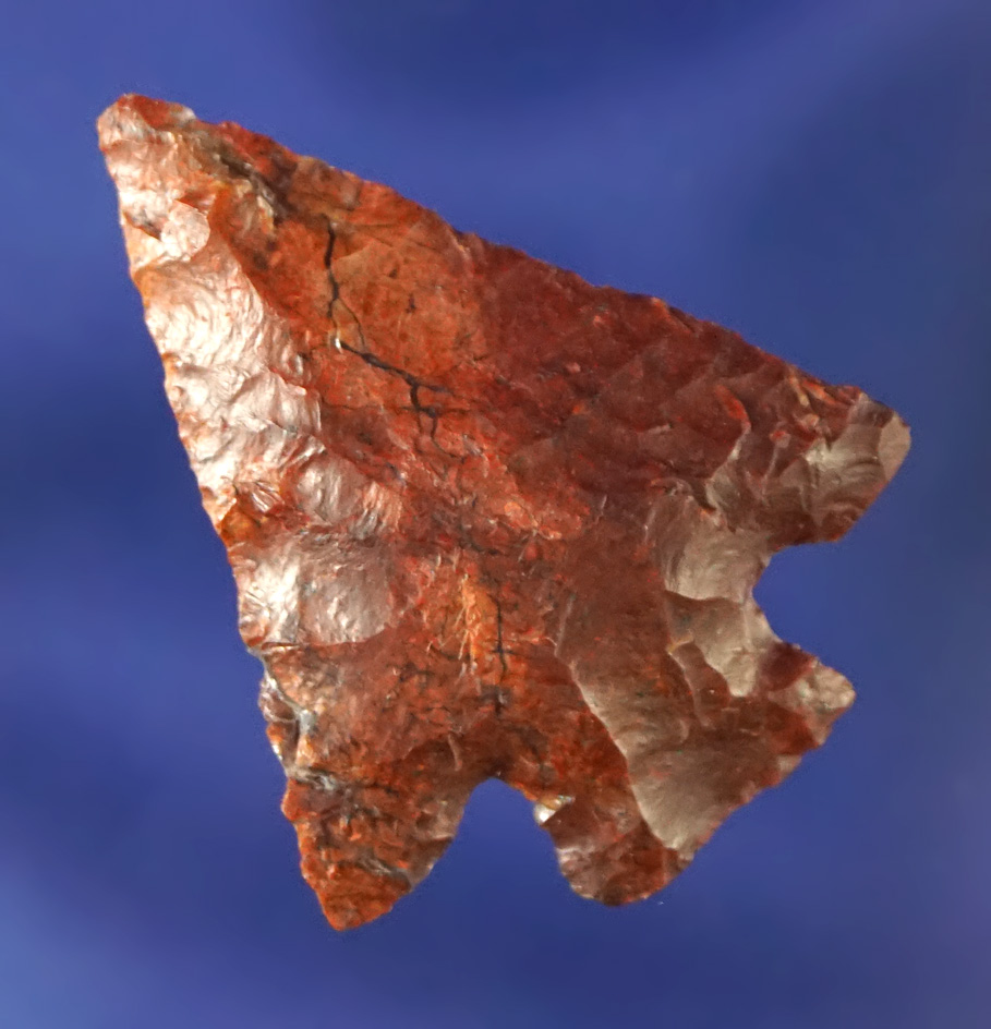 1 1/4" Cornernotch made from beautifully mottled red Jasper found near the Columbia River.