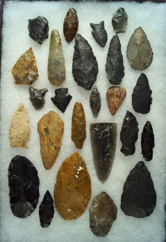 Large group of assorted flaked artifacts found in Oregon near the Columbia River.