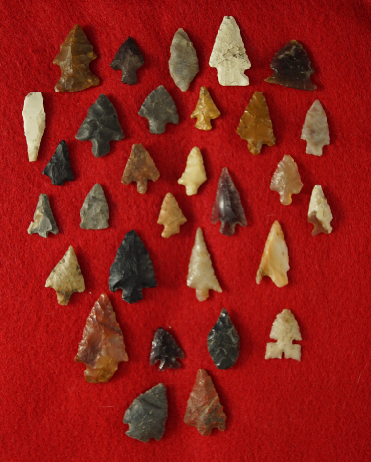 Large group of assorted small arrowheads in various conditions found near the Columbia River.