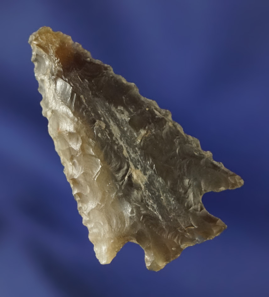 1 1/2" Snake River dart point - attractive semi translucent Agatized Wood found near the Columbia