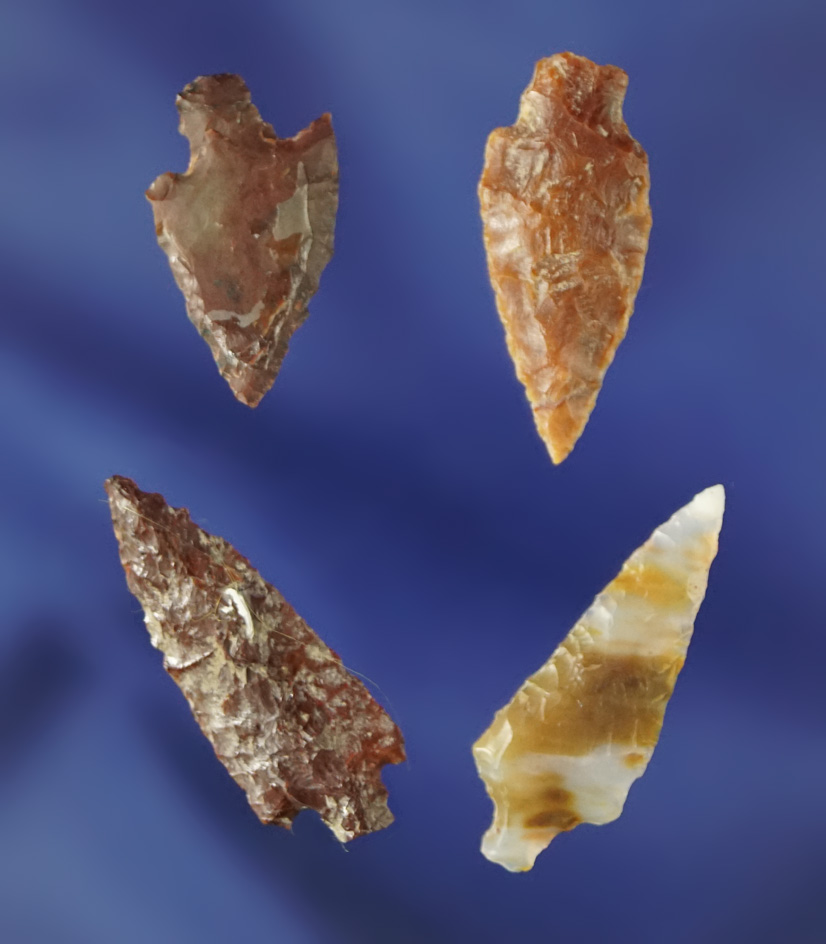 Set of four Columbia River Stemmed Gempoints, largest is 15/16".