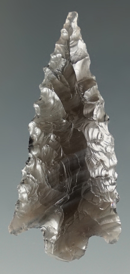 2" Rose Springs made from black and gray striped Obsidian. Found in the Great Basin, Oregon.