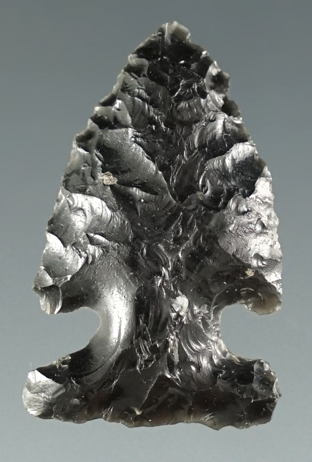1" Sidenotch made from Obsidian.  Found in the Great Basin, Oregon.