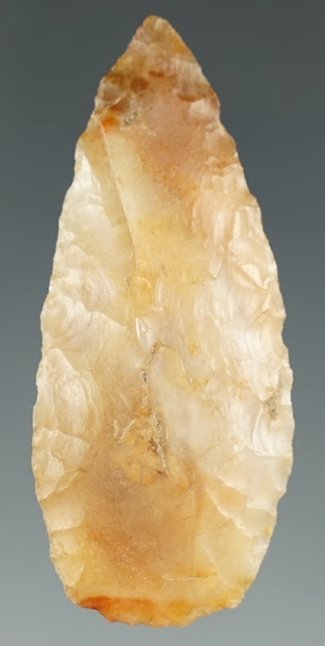 1 7/8" Cascade Leaf made from yellow and white Agate. Found near the Columbia River, Oregon.