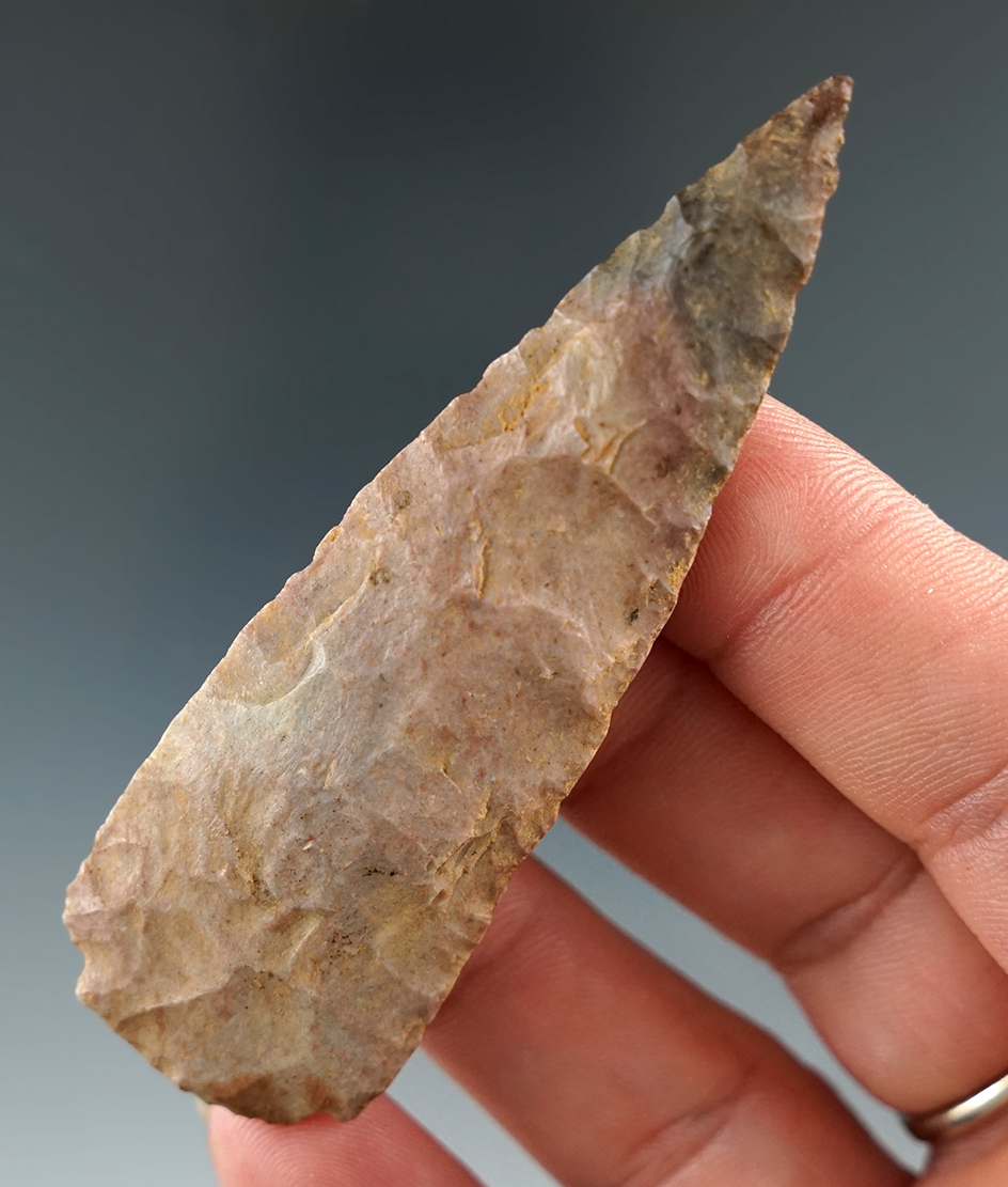 3" Diminishing-Stem Dart point made from attractive material found in Tennessee.