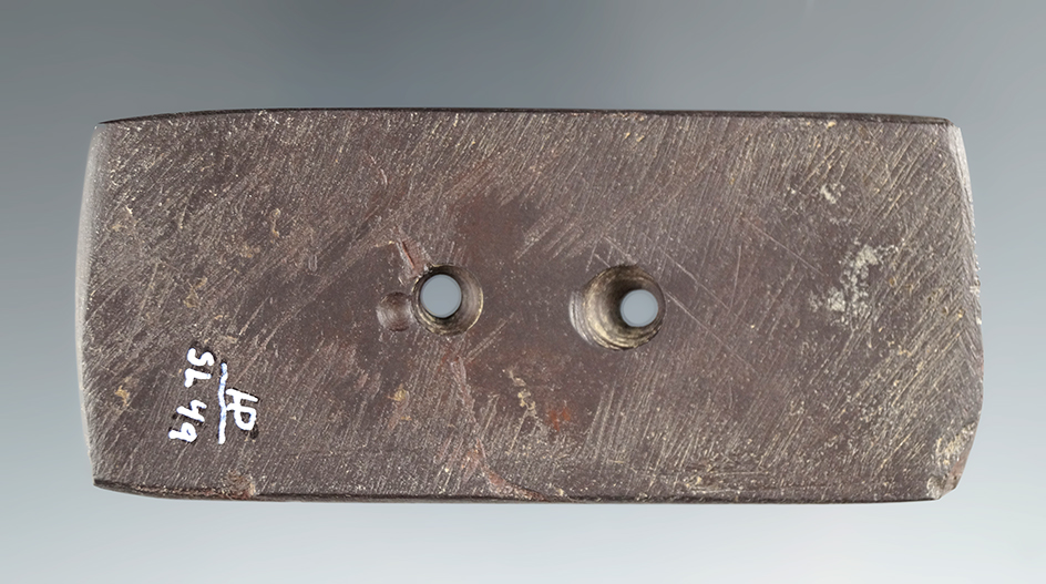 Rare material! 3 1/8" Rectangular Gorget made from Hematite found in Fayette Co., Ohio.