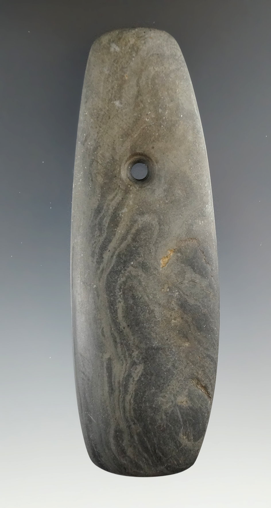 4 1/16" Bar Pendant made from nicely banded Glacial Slate found in Marion Co., Ohio.