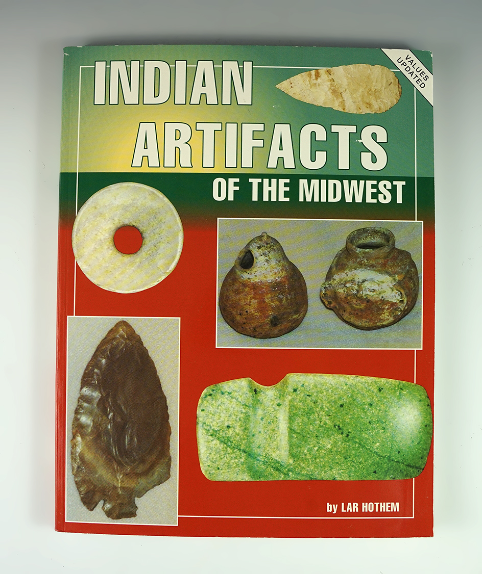Softcover book: Indian Artifacts of the Midwest by Lar Hothem. Black-and-white photos throughout.