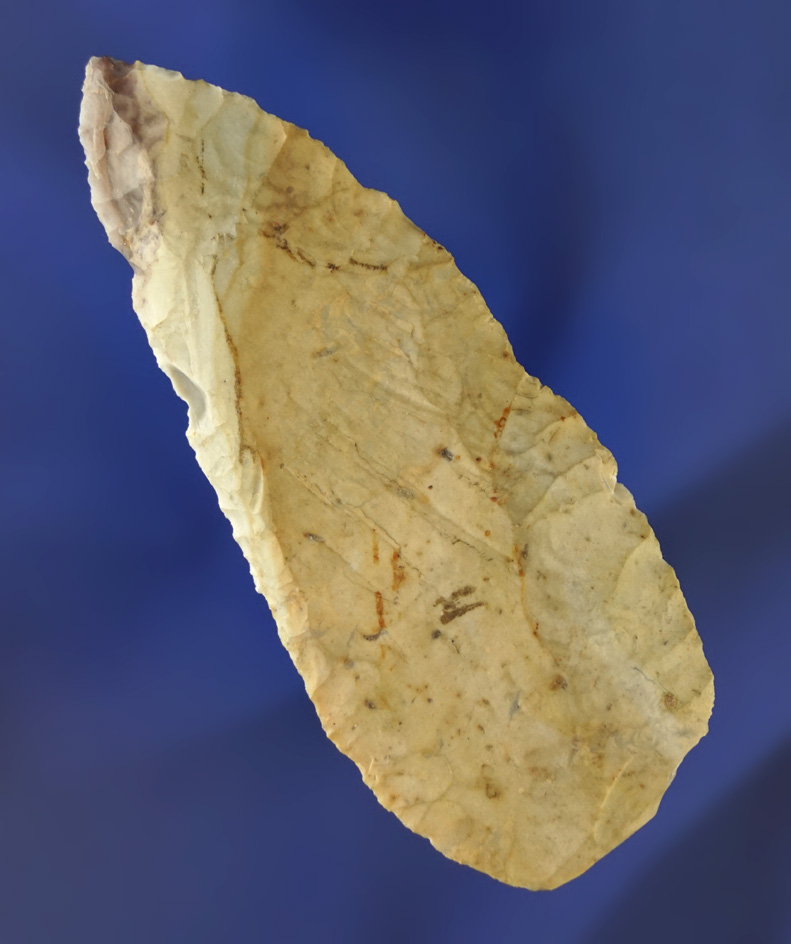 3 11/16" colorful Flint Ridge Flint Knife found in Lucas Co.,  Ohio.