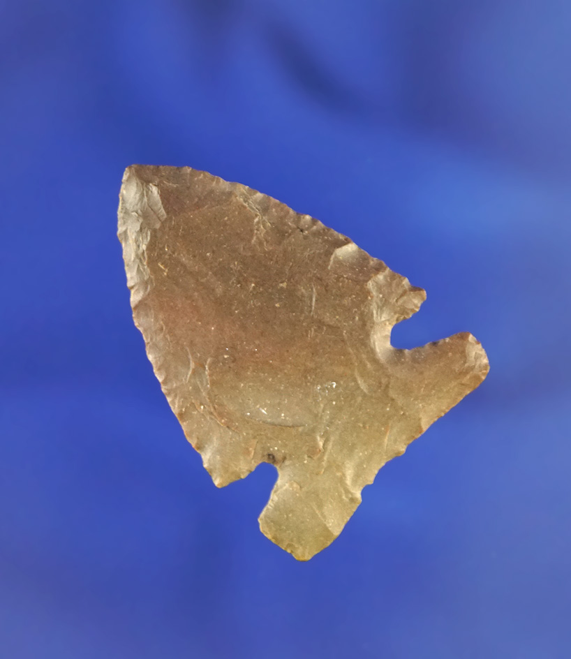 Excellent flaking and style on this 1 5/16" Intrusive Mound point found in Ohio. Ex. Potter, Sexton