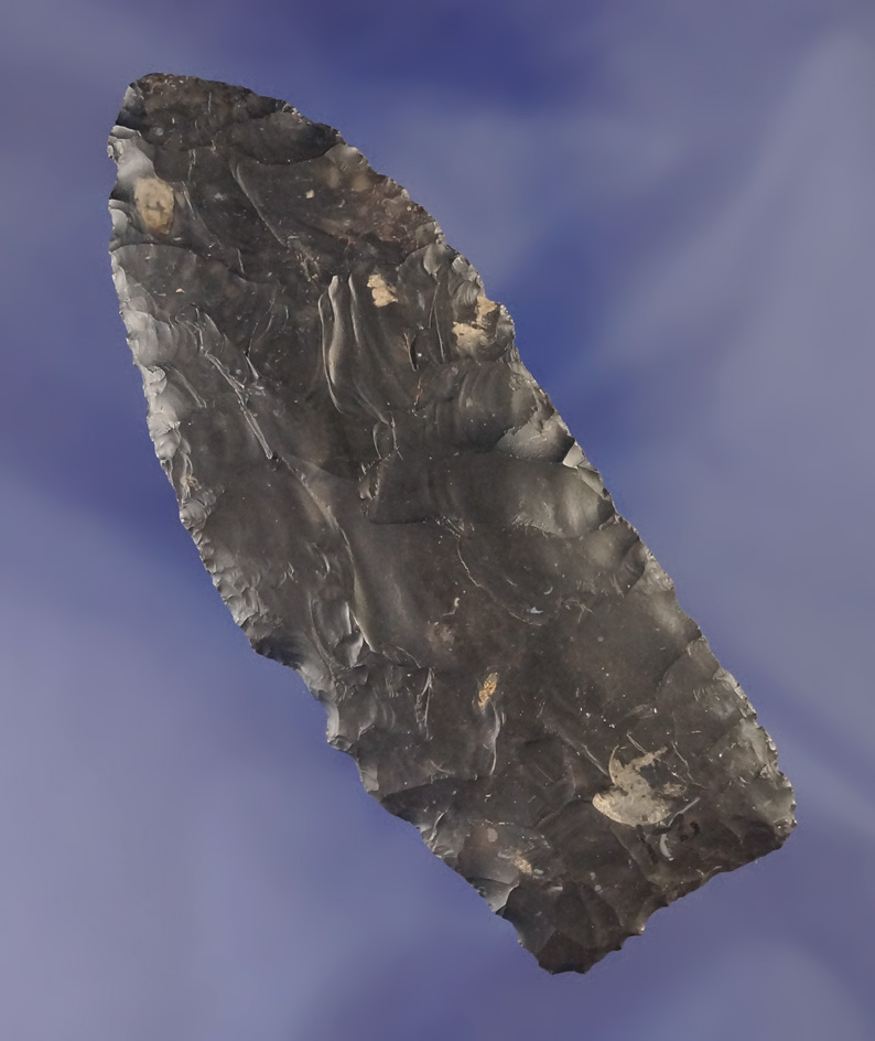 4 and 1/4" Coshocton Flint Paleo Lanceolate  Knife found in Ohio. Ex. Burnell Walbrandt collection.