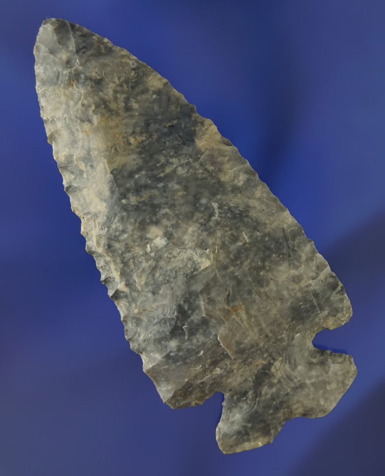 3 5/8" Coshocton Flint Notched Base Dovetail found in Coshocton Co.,  Ohio.