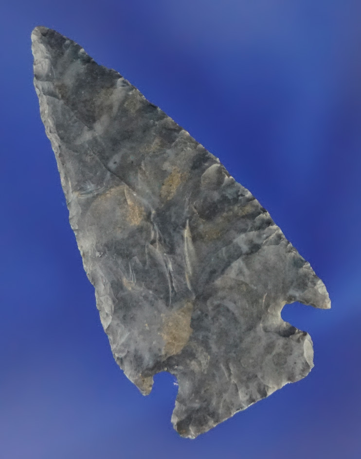 2 1/8" Intrusive Mound point made from Coshocton Flint found in Ohio.