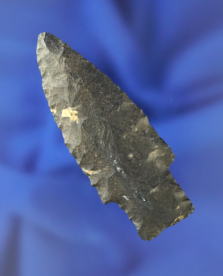 2 5/8" Coshocton Flint Stemmed dart point found in Knox Co.,  Ohio in the 1960s by Bob Champion.