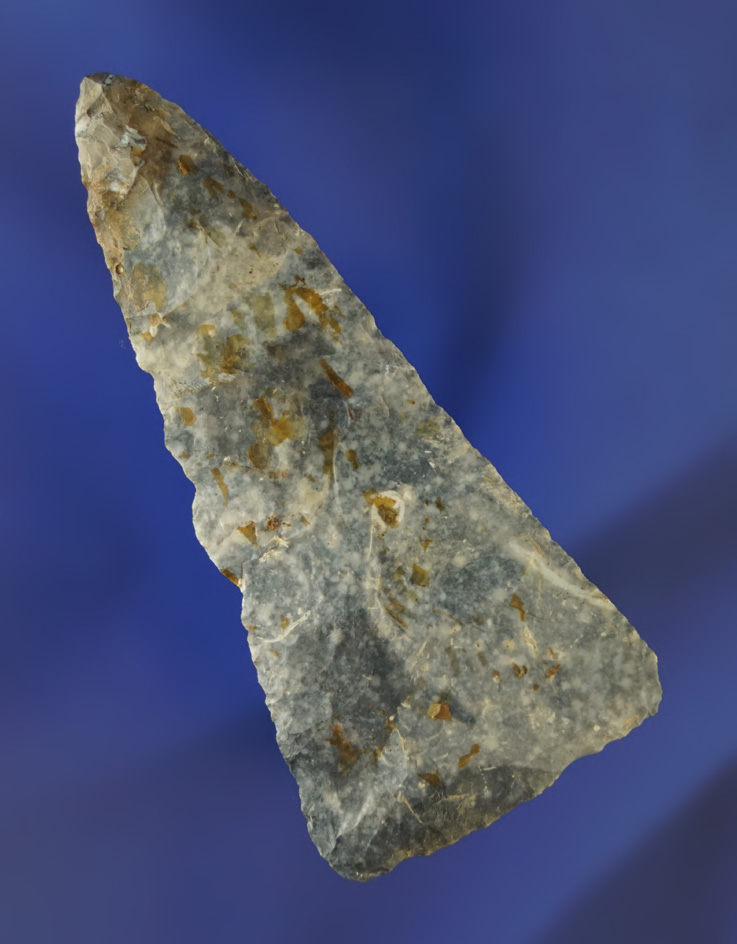 3 1/4" heavily patinated Coshocton Flint Archaic triangular Knife found in Wood Co.,  Ohio.