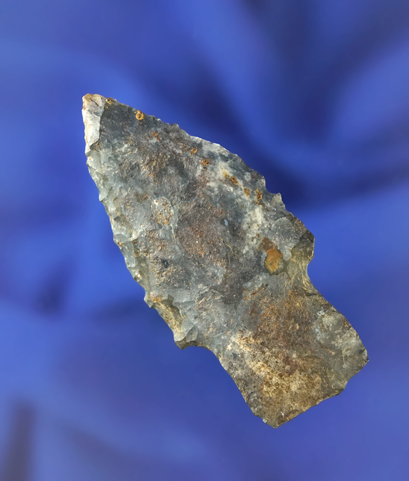 2 1/8" transitional Paleo Stemmed dart point found in the 1950s in Knox Co.,  Ohio Coshocton Flint.