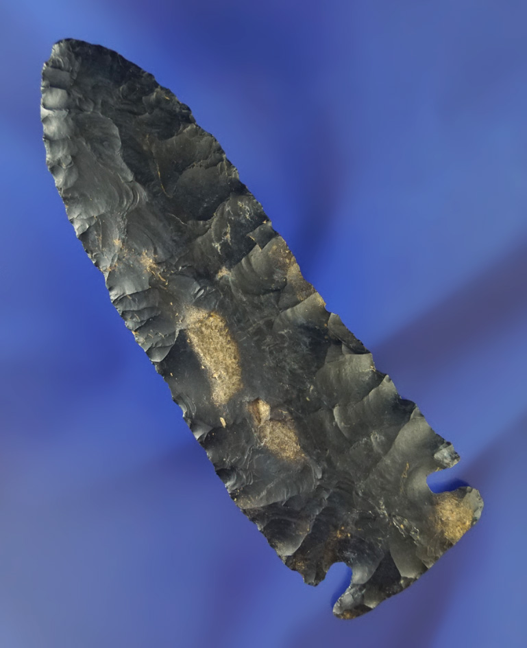 4 3/16" Archaic Cornernotch made from Coshocton Flint found in Coshocton Co.,  Ohio.