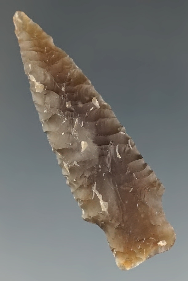 2 1/8" Darl made from Root Beer Flint, found in Kendall Co., Texas. Ex. Kurt Duerre.