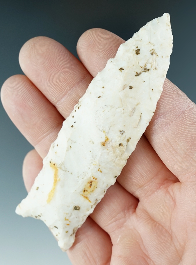 3 13/16" Dalton made from a large flake of Burlington Chert found in Illinois. Ex. Stan Edwards.