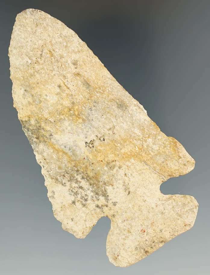 Large 3 9/16" Multi-colored Archaic Bevel that is highly patinated, found in Illinois.