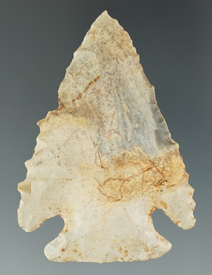 Nicely serrated 2 3/16" Archaic Cornernotch Knife found in Kentucky.