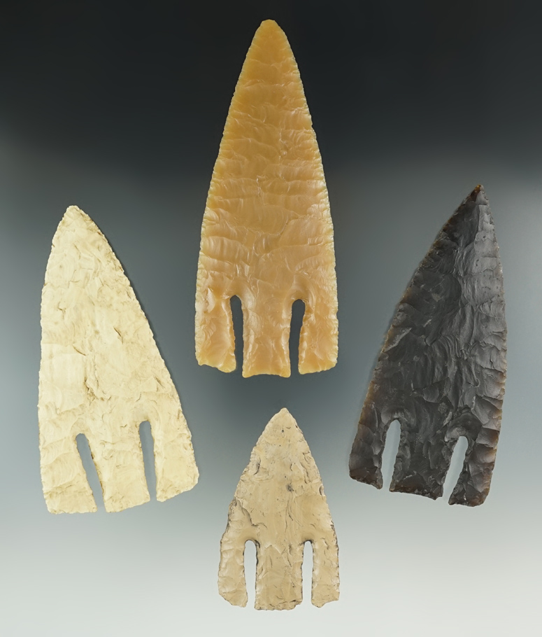 Set of 4 casts of famous Texas points, largest is 5". * These are not artifacts, these are casts *