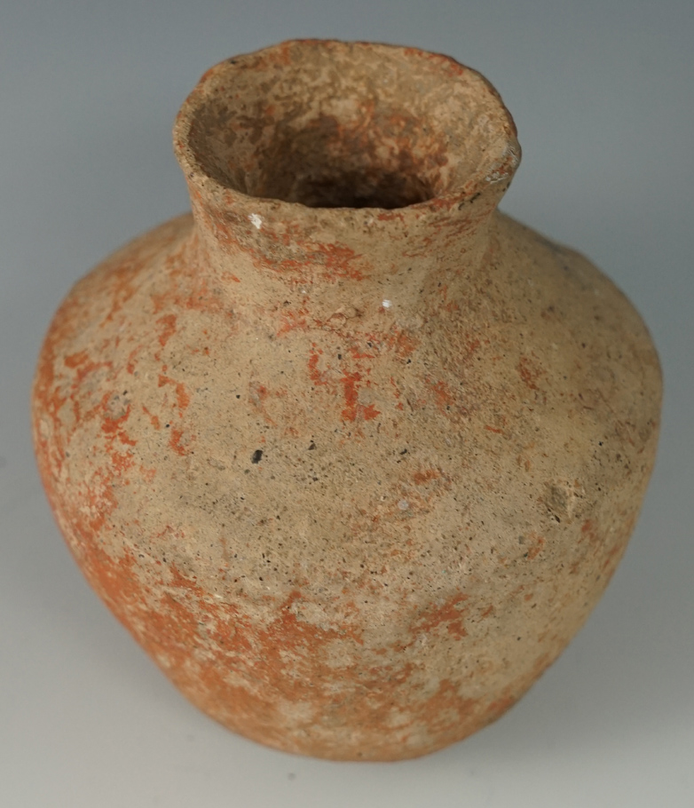 3 3/8" Ban Chang pottery vessel found in Thailand.