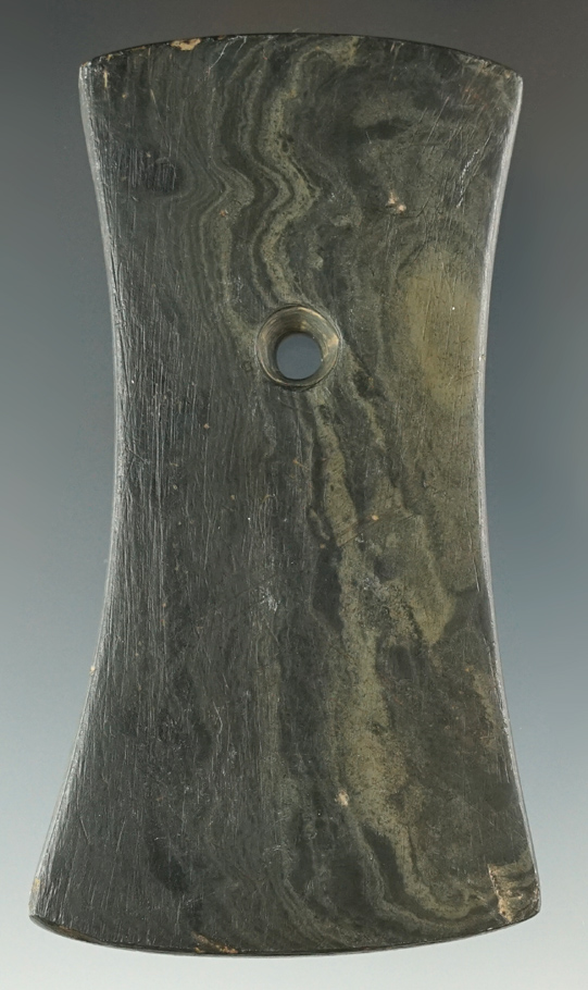 3 1/2" Bi-Concave Pendant made from green and black Mottled Slate.