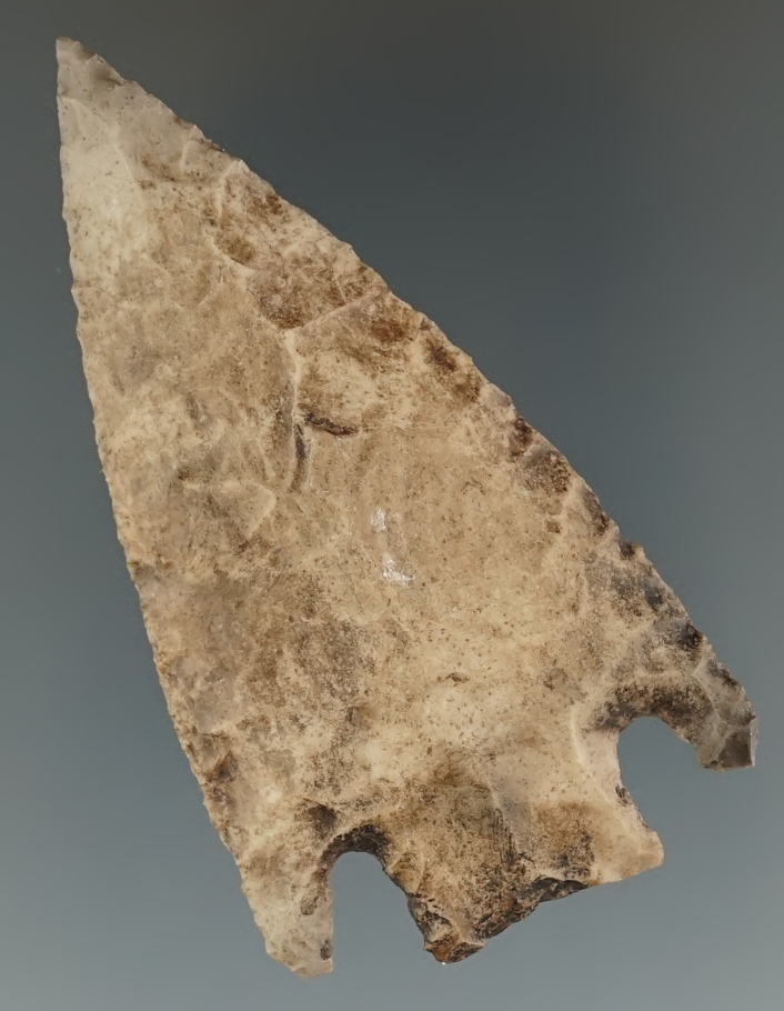 2 5/8" Marshall made from tan Chert, found in Uvalde Co., Texas. Comes with a Rogers COA.
