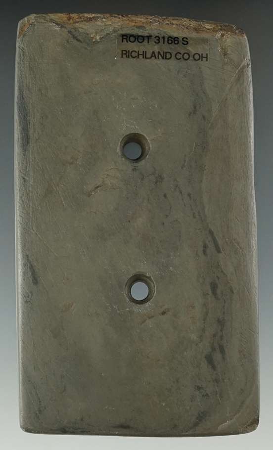 4 1/4" Hopewell Rectangular Gorget found in Richland Co., Ohio. Ex. Ron Siebenick Collection.
