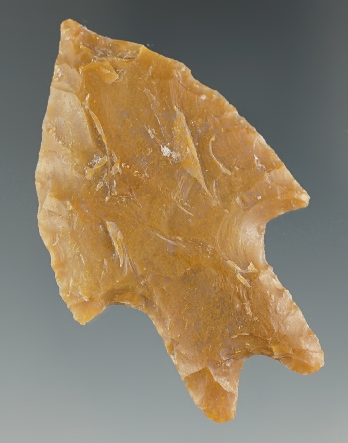 2 7/16" Pedernales Point made from quality material with nice flaking, found in Texas.