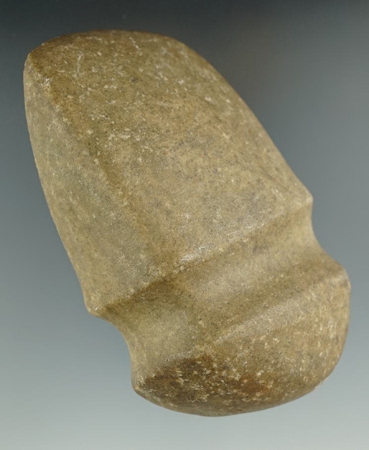 Well defined 4" long 3/4 Grooved Midwestern Axe made from dense hardstone. Nice condition.