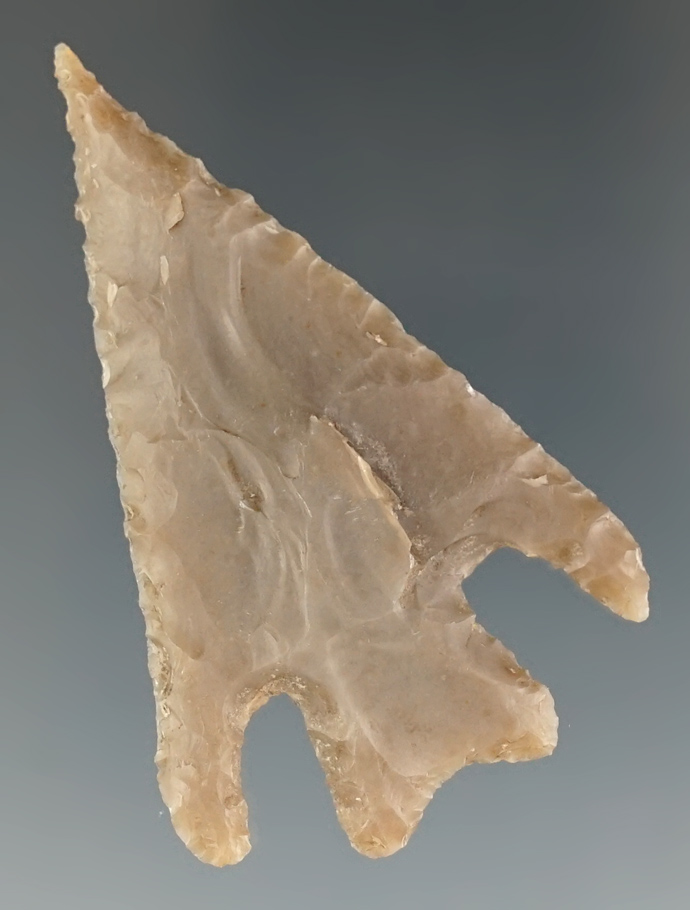 2 3/8" Marshall made from brown Chert, found in Bandera Co., Texas. Comes with a Rogers COA.