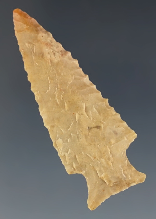 1 15/16" Darl made from tan Chert, found in Lee Co., Texas. Comes with a Rogers COA.