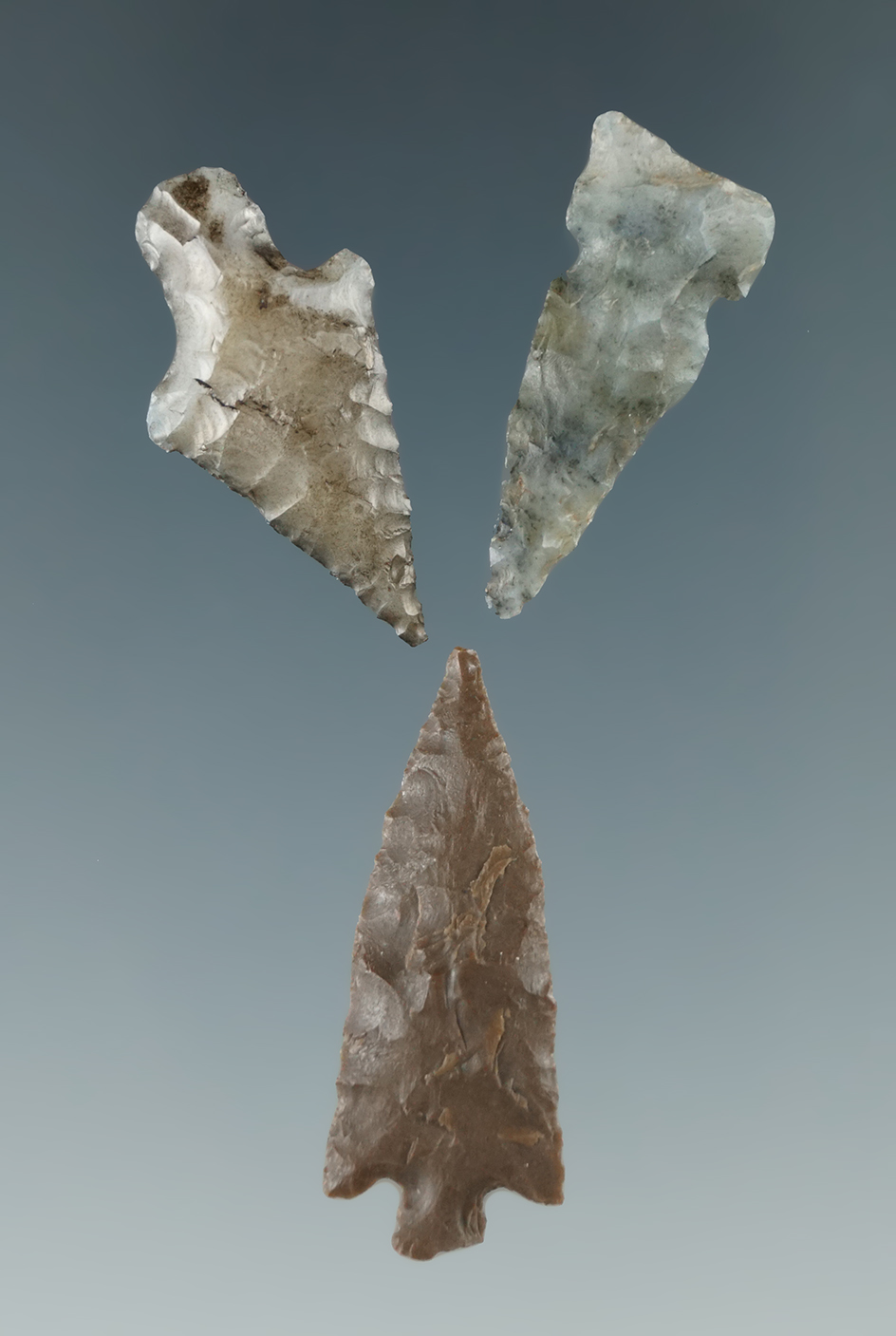Set of three Columbia River arrowhead, largest is 1 3/8".