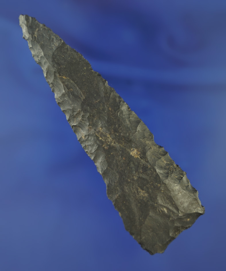 4 and 3/8 heavily beveled Triangular Knife made from Coshocton Flint found in Ohio.