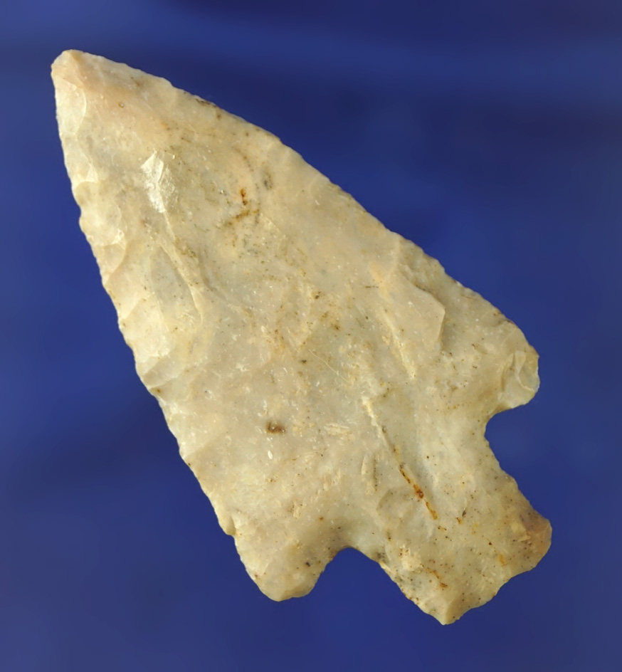 Nicely styled 2 5/8" Archaic Stemmed made from Flint Ridge Flint found in Ohio.