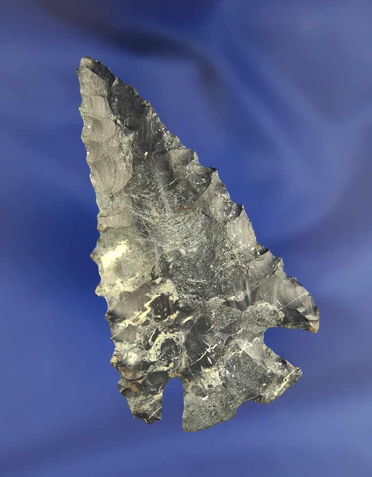 3" Serrated Notch Base Dovetail made from colorful Upper Mercer Flint, found in Ohio.