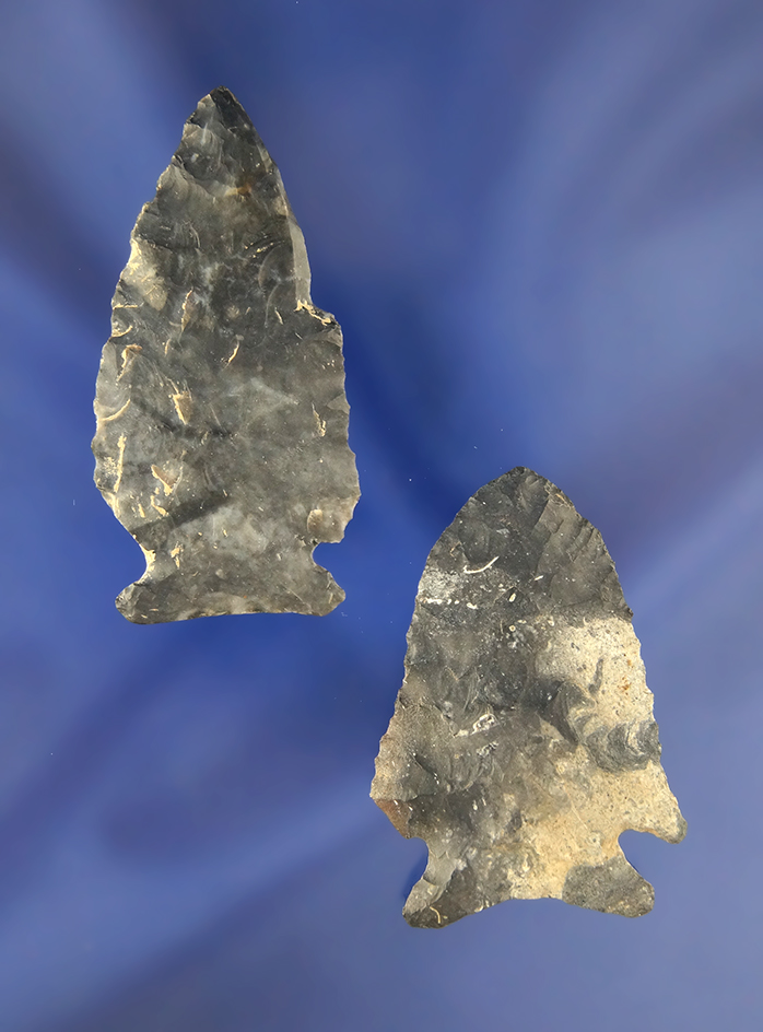 Pair of Coshocton Flint Arrowhead  found in Ohio, largest is 2 1/8".
