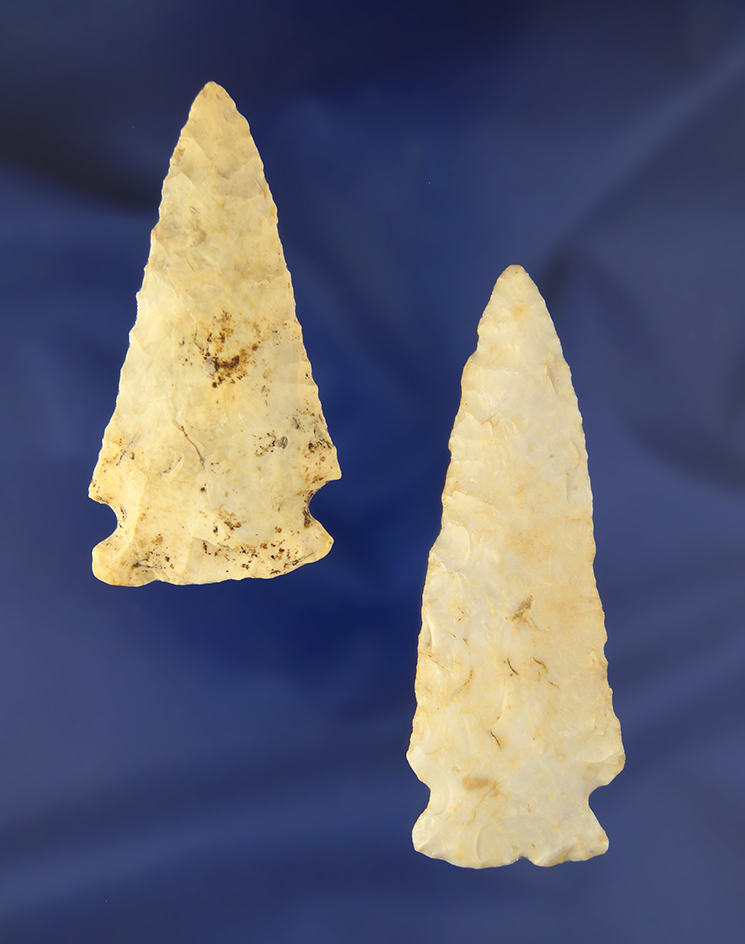 Pair of Flint Knives found in Ohio. Largest is 2 7/8".