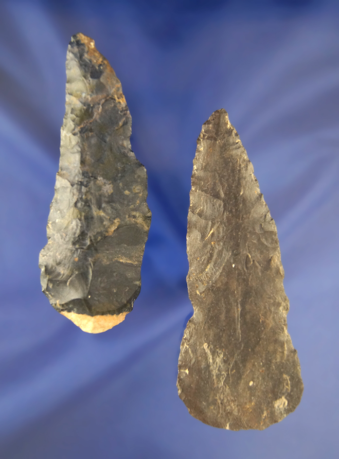 Pair of Coshocton Flint Knives, largest is 4 3/8". Found in northern Ashland Co., Ohio.