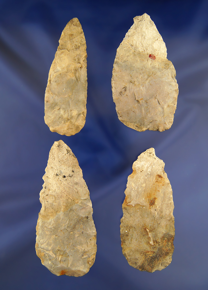 4 piece Adena Cache found together in Ohio. Largest blade is 3 9/16".