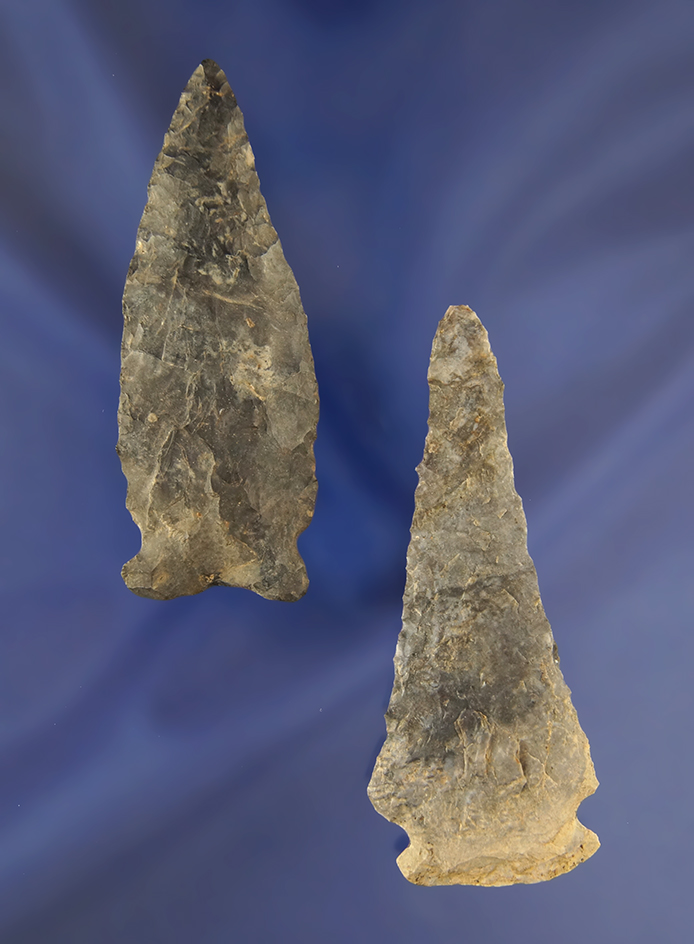 Pair of Coshocton Flint Knives, largest is 3 1/4". Found in northern Ashland Co., Ohio.