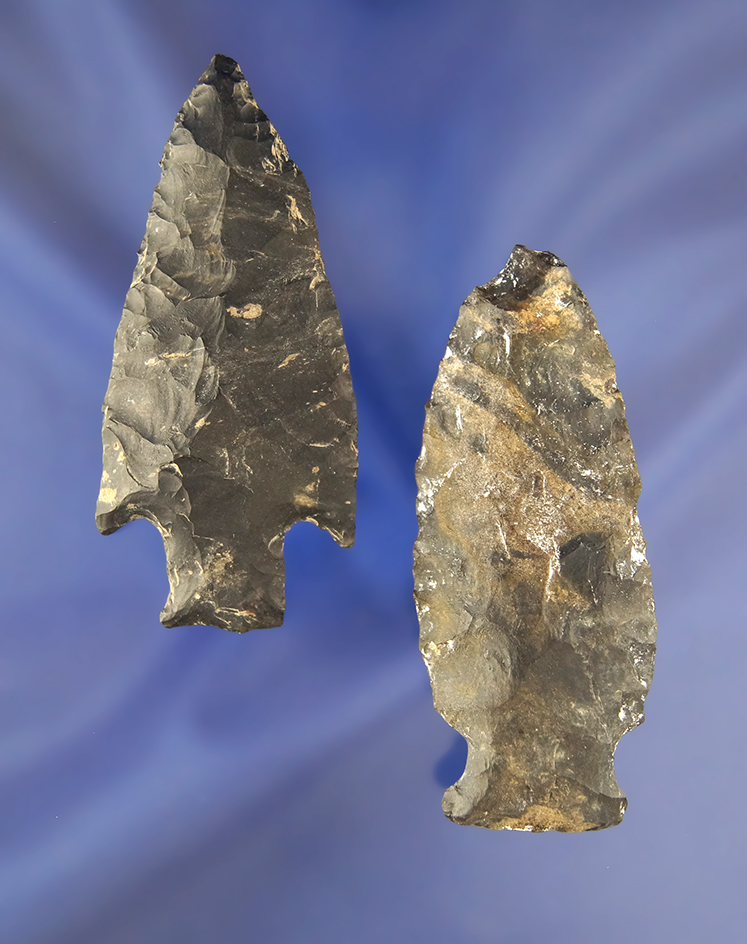 Pair of Coshocton Flint knives, largest is 3 1/16". Found in northern Ashland Co., Ohio.
