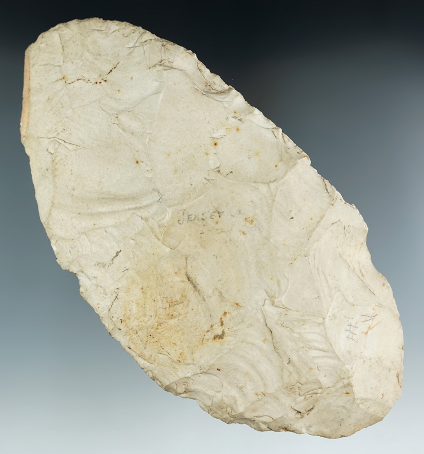 Large 7 5/8" Flint blade found in Jersey Co., Illinois.