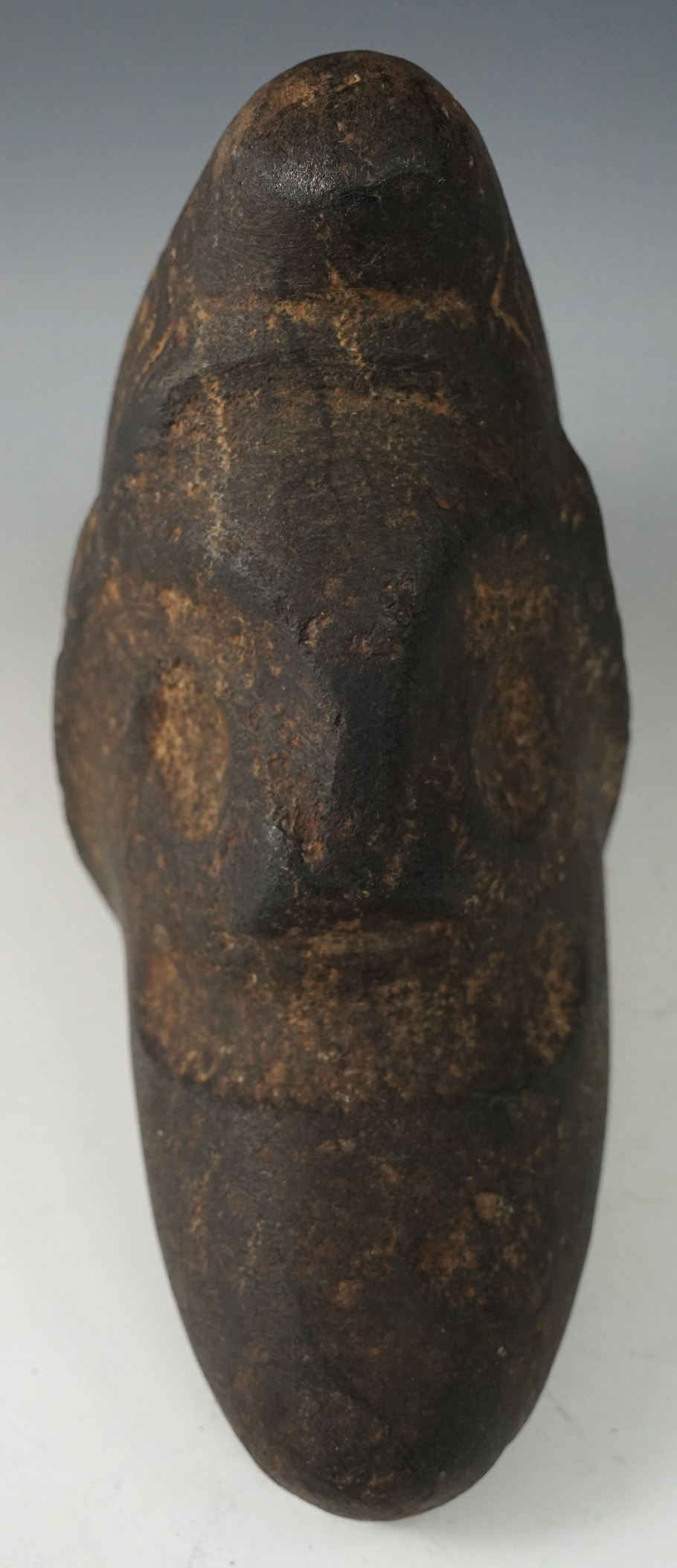 Massive 9" Long x 7" High Taino "Three-Pointer" Zemi Stone. Made from a dense volcanic stone.
