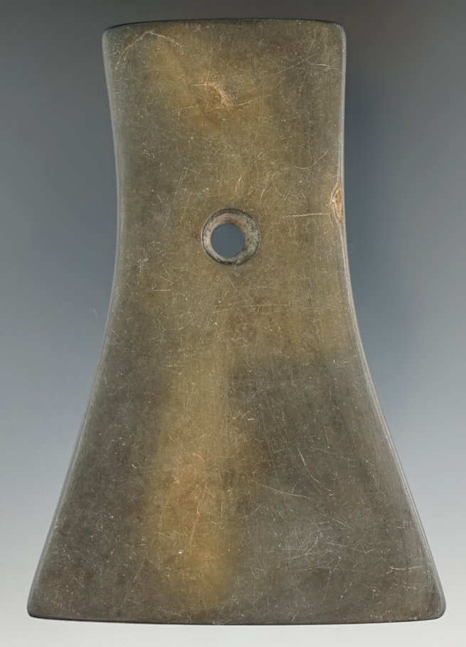 Exceptional! 4 3/8" Bell Pendant made from beautifully patinated slate found in Knox Co., Ohio.
